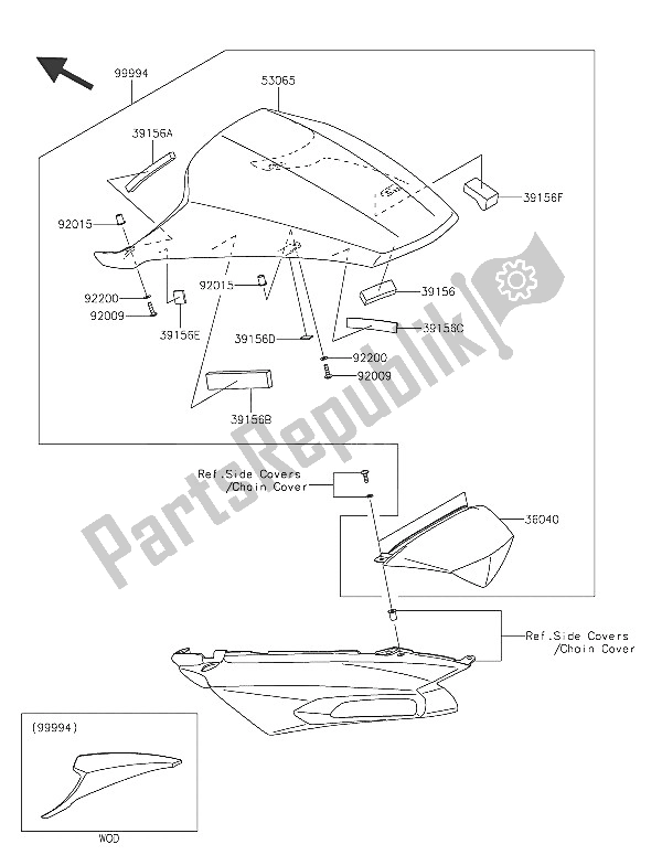 All parts for the Accessory (single Seat Cover) of the Kawasaki ZZR 1400 ABS 2016