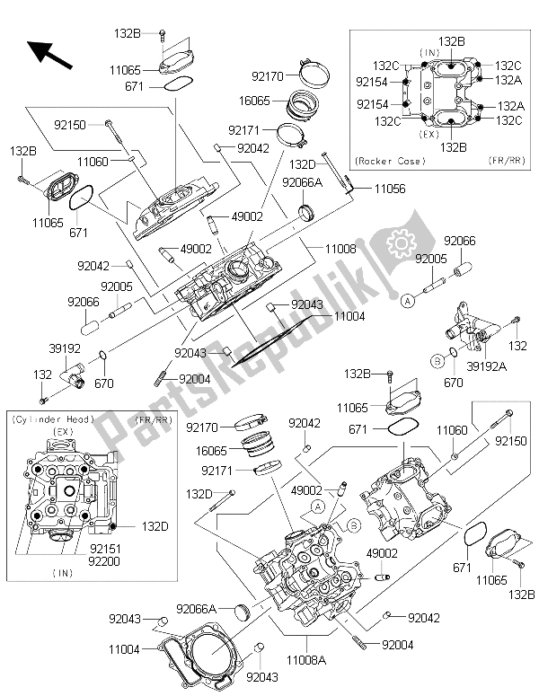 Todas as partes de Cabeça De Cilindro do Kawasaki Brute Force 750 4X4I EPS GFF 2015