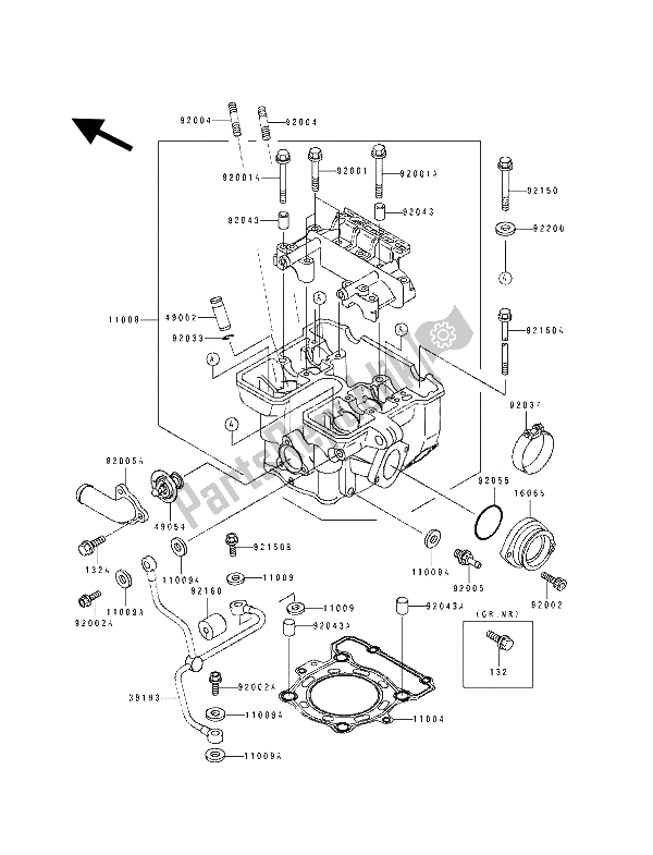 Alle onderdelen voor de Cilinderkop van de Kawasaki KLX 250 1994