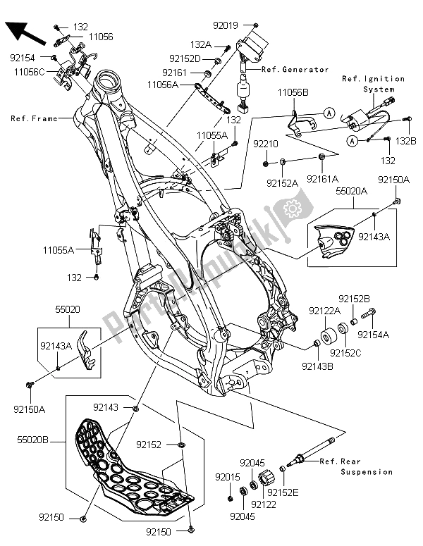 All parts for the Frame Fittings of the Kawasaki KX 250 2013