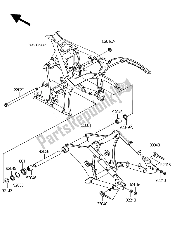 All parts for the Swingarm of the Kawasaki VN 900 Custom 2007