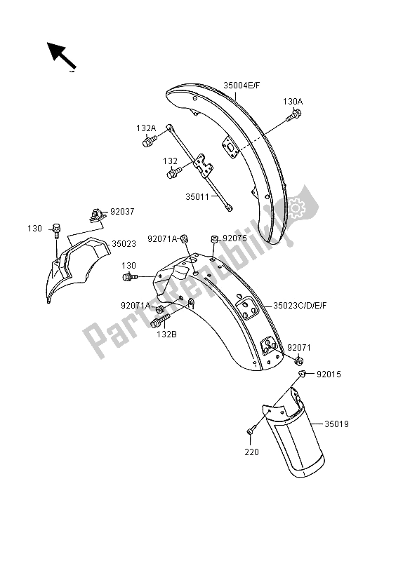 Tutte le parti per il Parabordi del Kawasaki VN 15 1500 1995