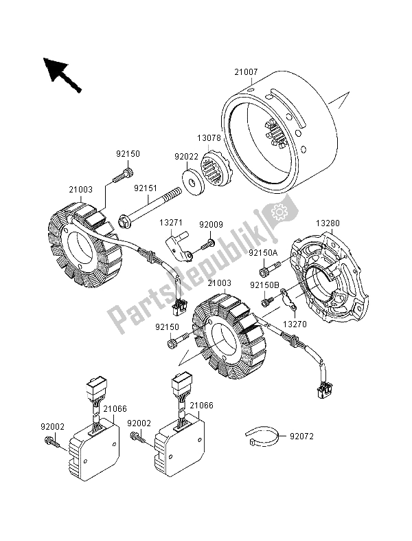 Todas las partes para Generador de Kawasaki VN 1500 Classic Tourer 1999