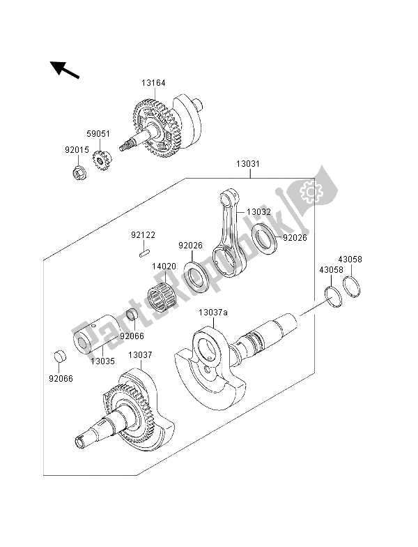 All parts for the Crankshaft of the Kawasaki KVF 400 4X4 2001