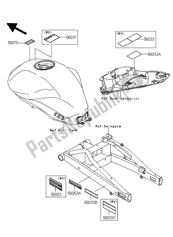 All parts for the Labels of the Kawasaki ER 6N 650 2011