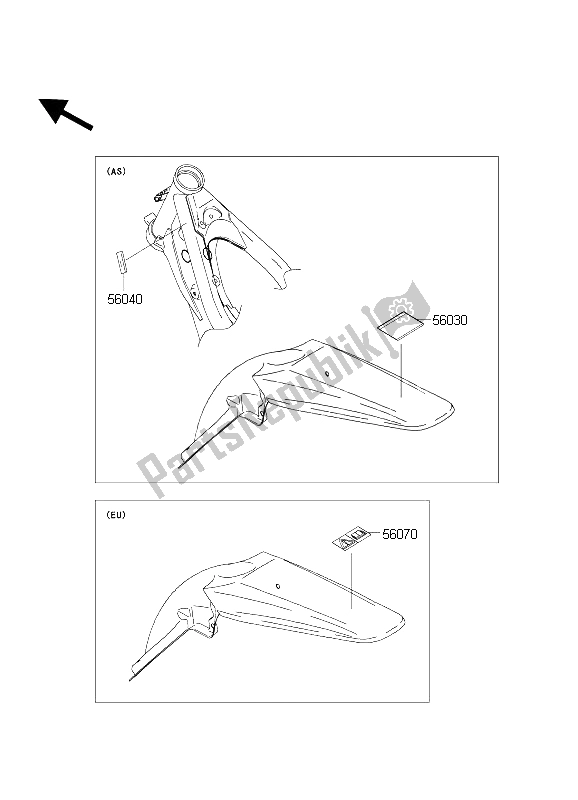 All parts for the Labels of the Kawasaki KX 250F 2004