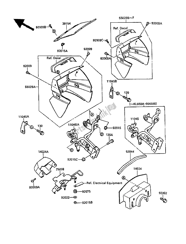 All parts for the Cowling of the Kawasaki KLR 650 1988