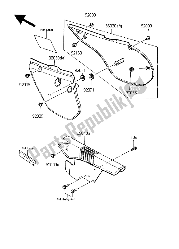 All parts for the Side Covers & Chain Cover of the Kawasaki KMX 125 SW 1995