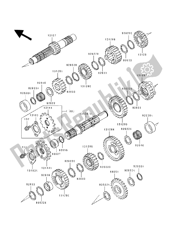 Toutes les pièces pour le Transmission du Kawasaki Tengai 650 1991