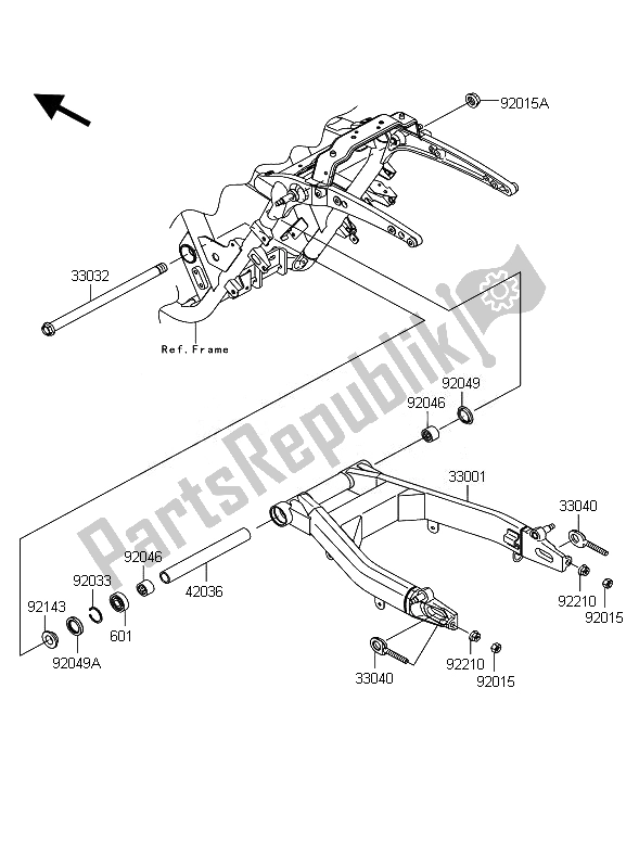 All parts for the Swingarm of the Kawasaki VN 1700 Classic Tourer ABS 2011