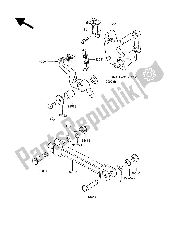 All parts for the Brake Pedal of the Kawasaki GPZ 600R 1989