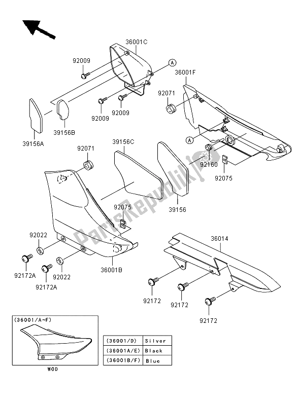 All parts for the Side Covers & Chain Cover of the Kawasaki Eliminator 125 2006