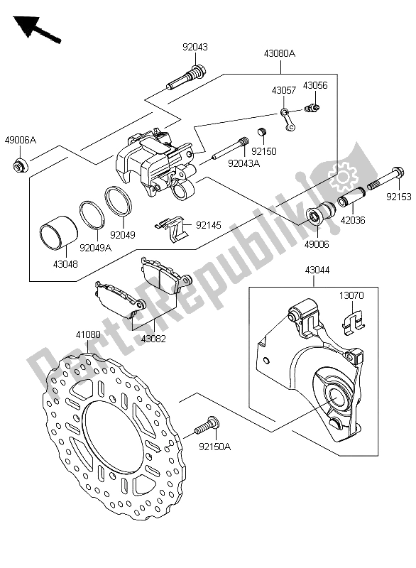 Tutte le parti per il Freno Posteriore del Kawasaki Z 1000 2008