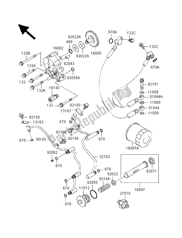 All parts for the Oil Pump of the Kawasaki VN 1500 Classic 1998