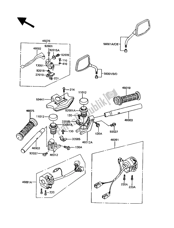 Todas las partes para Manillar de Kawasaki GT 550 1993