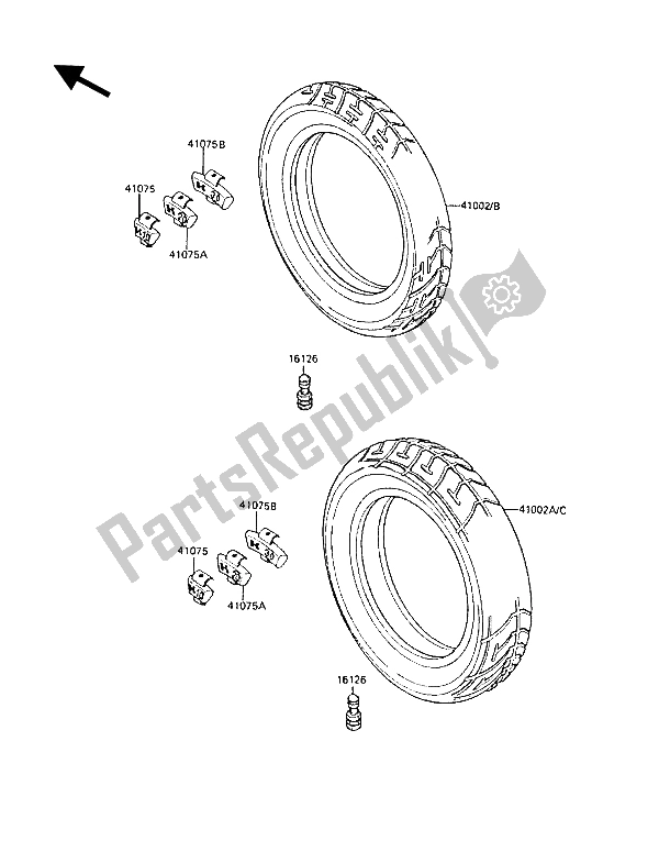 All parts for the Tires of the Kawasaki GPZ 1000 RX 1988