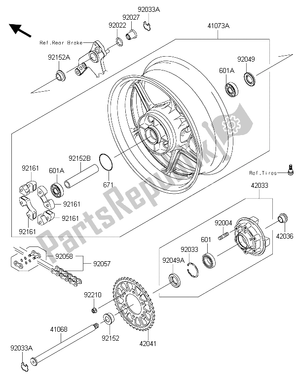 Tutte le parti per il Mozzo Posteriore del Kawasaki Z 1000 SX ABS 2015