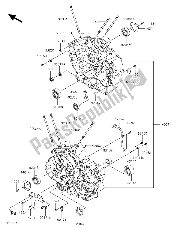 Tutte le parti per il Carter del Kawasaki Vulcan 900 Classic 2015