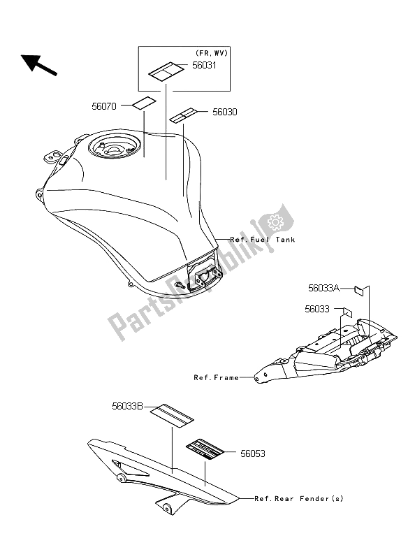 Toutes les pièces pour le Étiquettes du Kawasaki Z 1000 ABS 2011