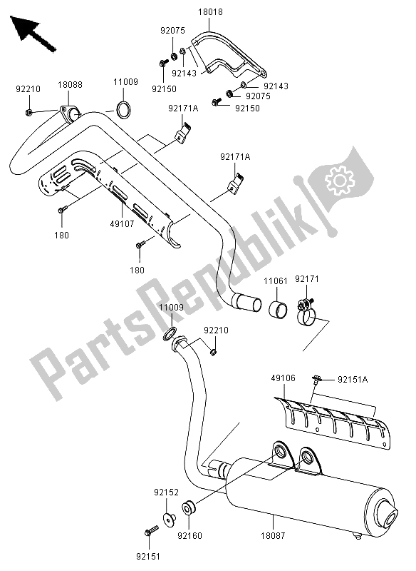 Tutte le parti per il Silenziatore del Kawasaki KVF 650 4X4 2011