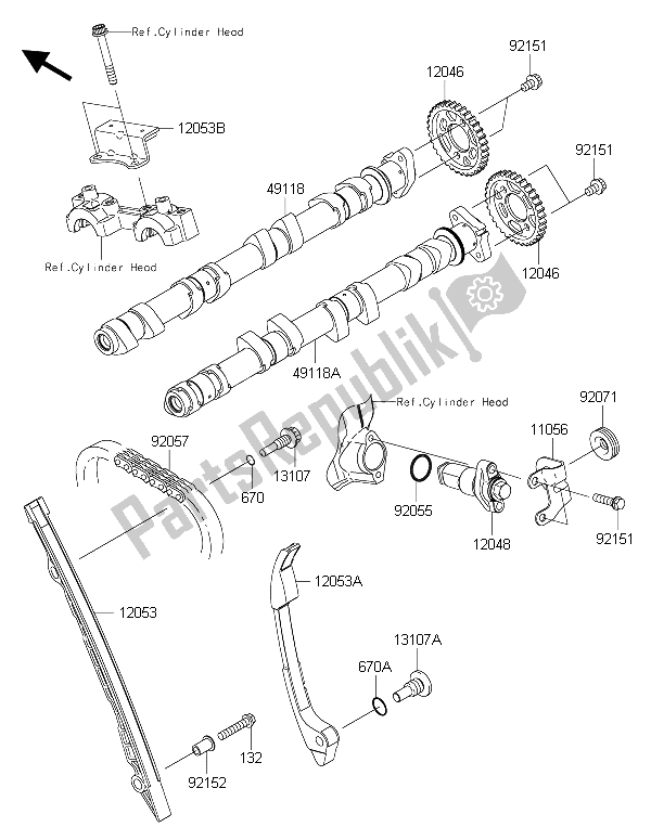 All parts for the Camshaft(s) & Tensioner of the Kawasaki Z 1000 SX 2015