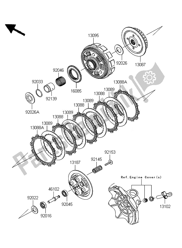 Tutte le parti per il Frizione del Kawasaki Ninja 250R 2010