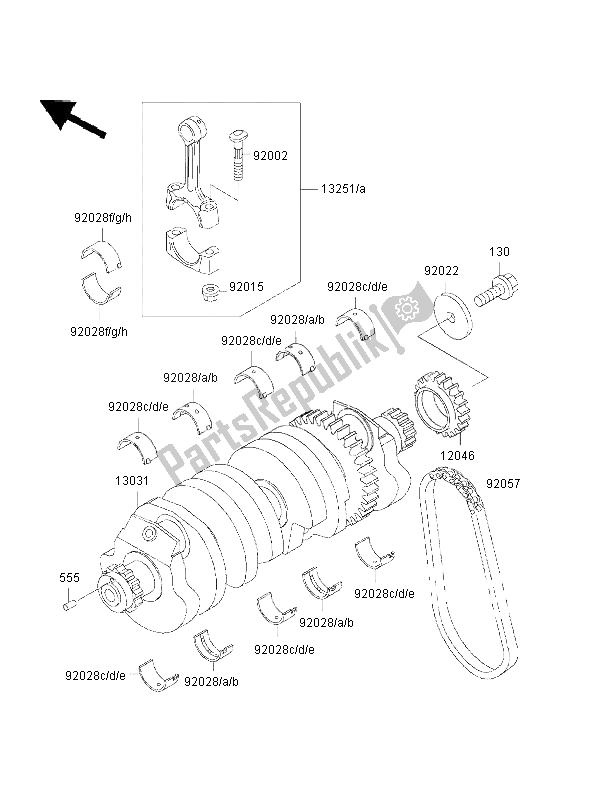 Tutte le parti per il Albero A Gomiti del Kawasaki 1000 GTR 2002