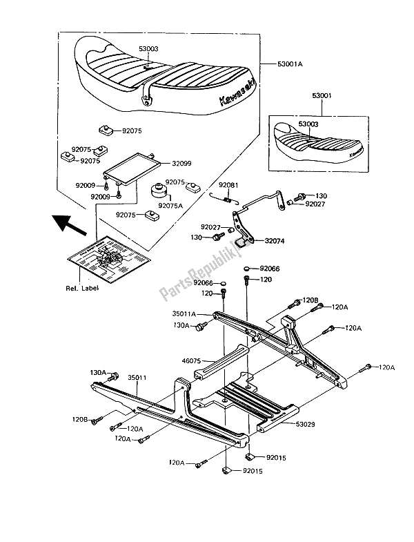 Alle onderdelen voor de Stoel van de Kawasaki GT 550 1991