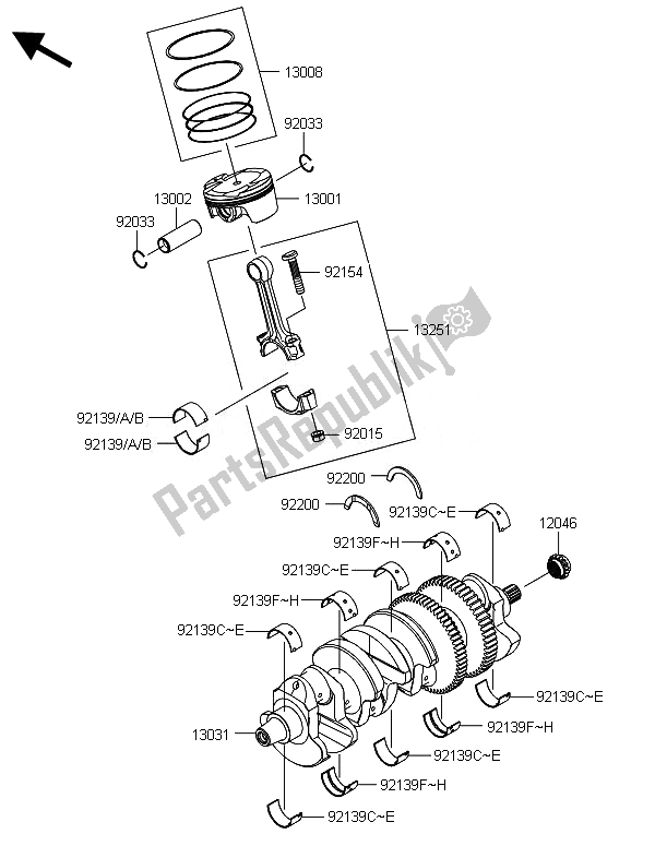 All parts for the Crankshaft & Piston(s) of the Kawasaki ZZR 1400 ABS 2014