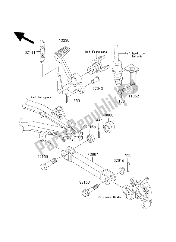 Toutes les pièces pour le Pédale De Frein du Kawasaki ZRX 1200 2003