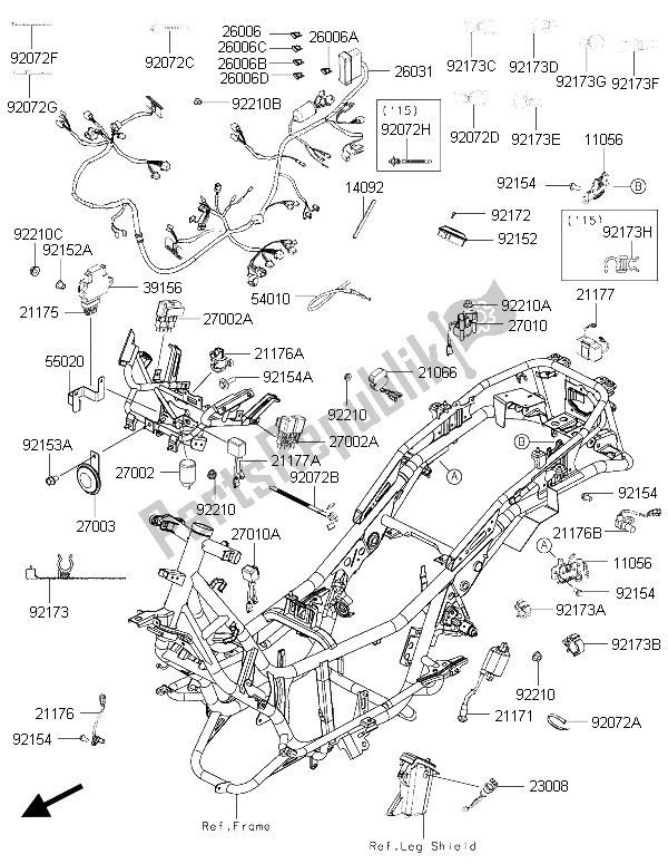 All parts for the Chassis Electrical Equipment of the Kawasaki J 300 ABS 2015