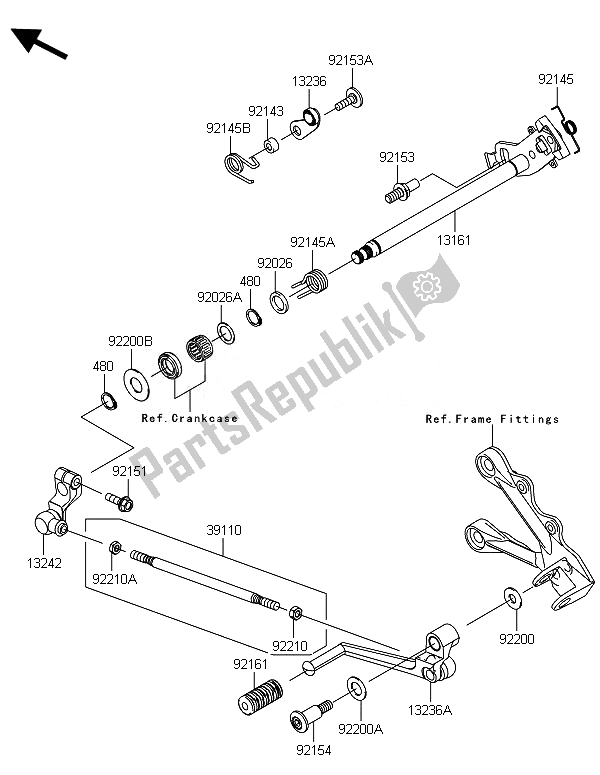 All parts for the Gear Change Mechanism of the Kawasaki Ninja ZX 6R ABS 600 2014