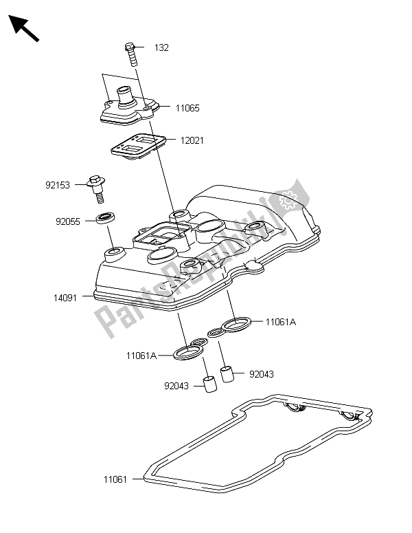 Toutes les pièces pour le Le Couvre-culasse du Kawasaki Ninja 300 2013