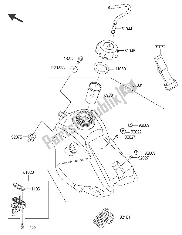 Tutte le parti per il Serbatoio Di Carburante del Kawasaki KX 65 2016