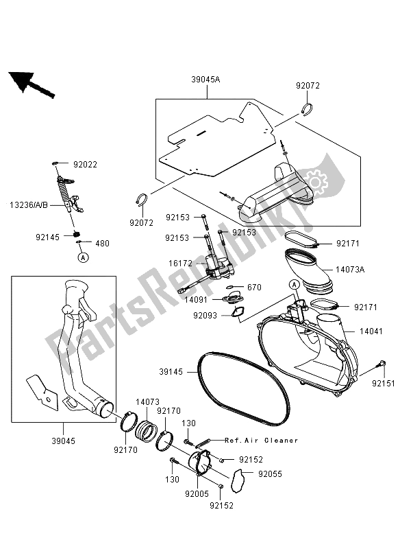 All parts for the Converter Cover of the Kawasaki KVF 650 4X4 2009