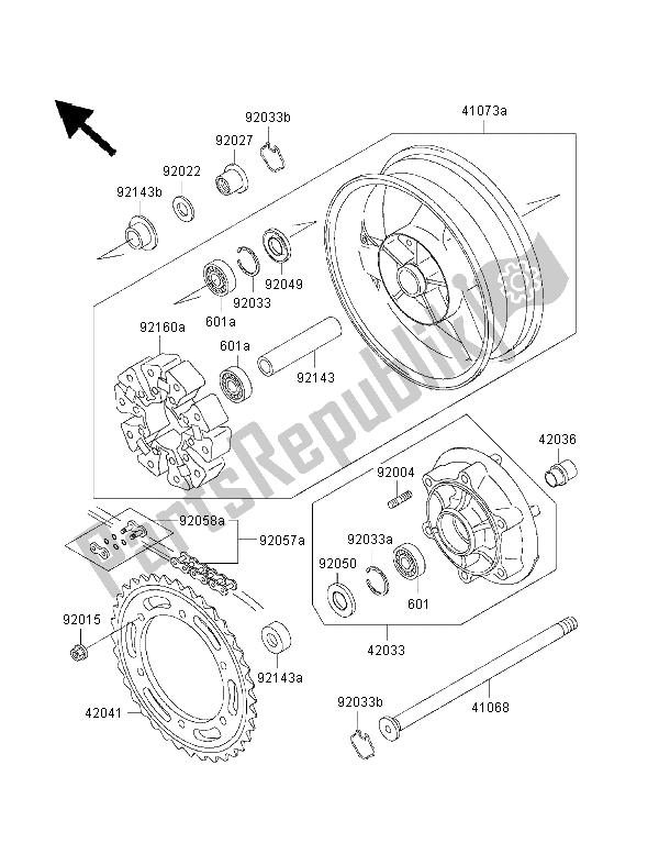 Tutte le parti per il Mozzo Posteriore del Kawasaki ZRX 1100 1999