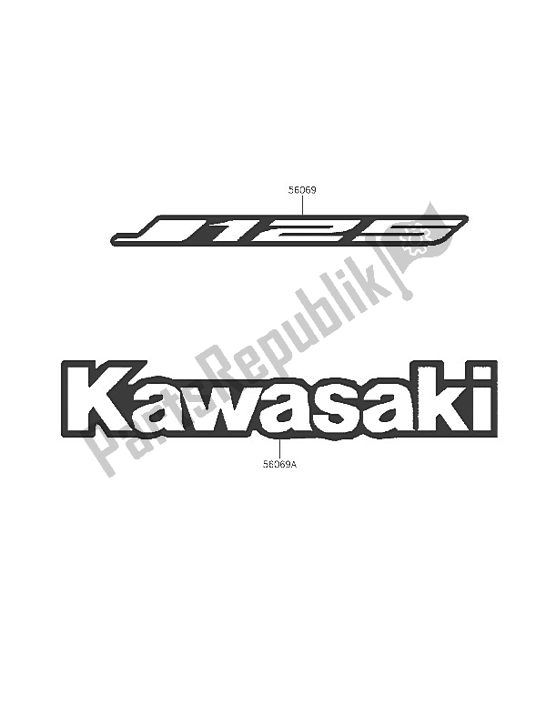 Tutte le parti per il Decalcomanie (bianco) (agf) del Kawasaki J 125 2016