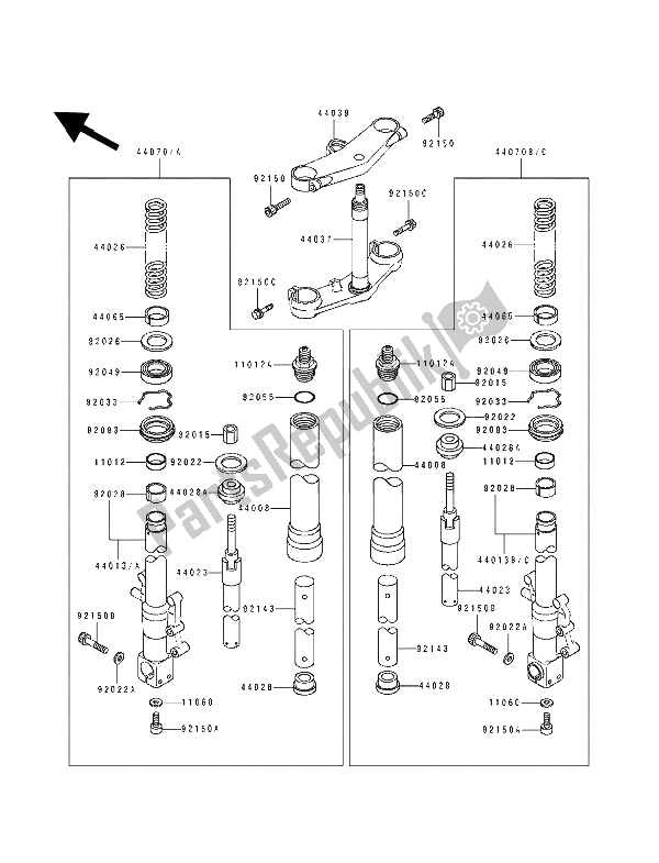 Todas las partes para Tenedor Frontal de Kawasaki ZXR 400 1991