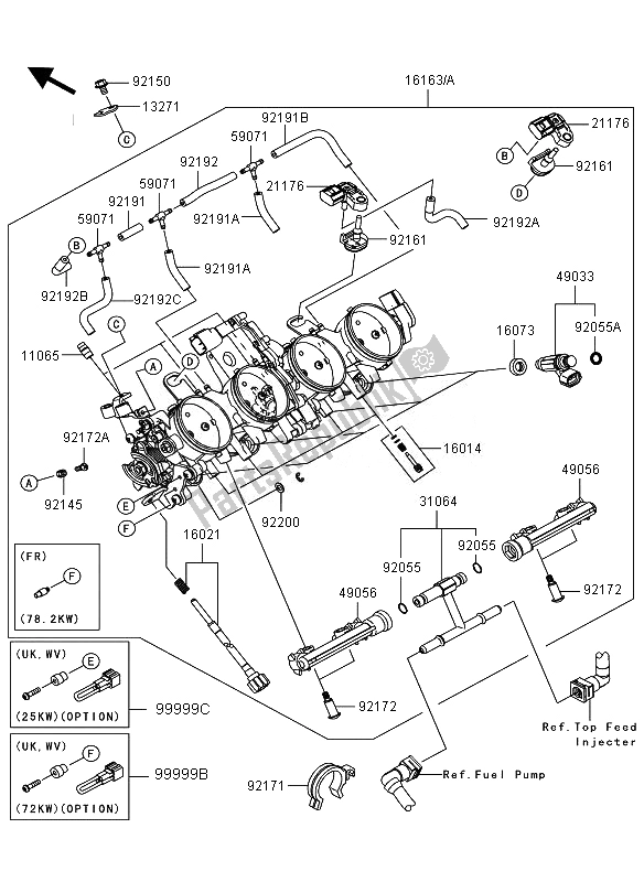 All parts for the Throttle of the Kawasaki Ninja ZX 6R 600 2011