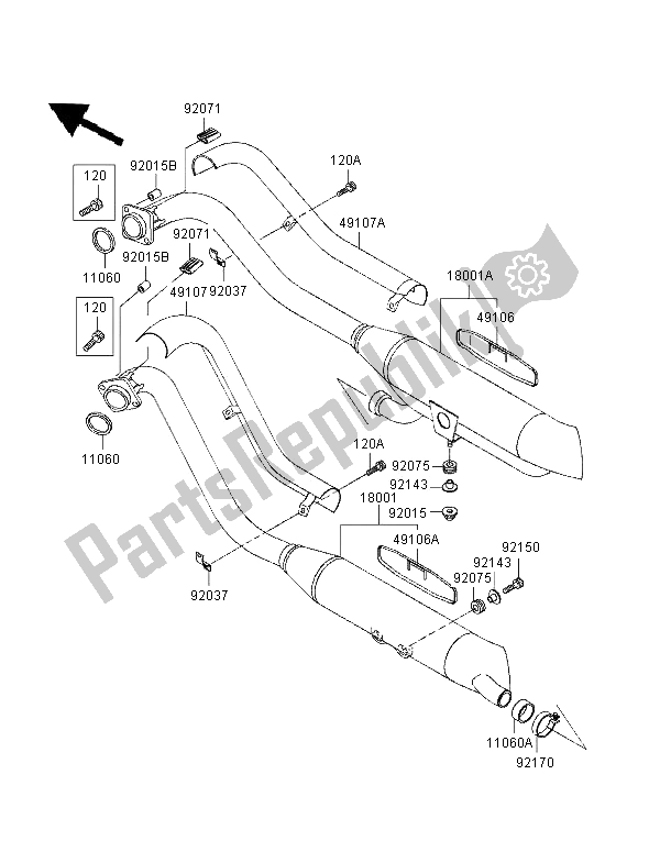 Toutes les pièces pour le Silencieux du Kawasaki VN 800 1996