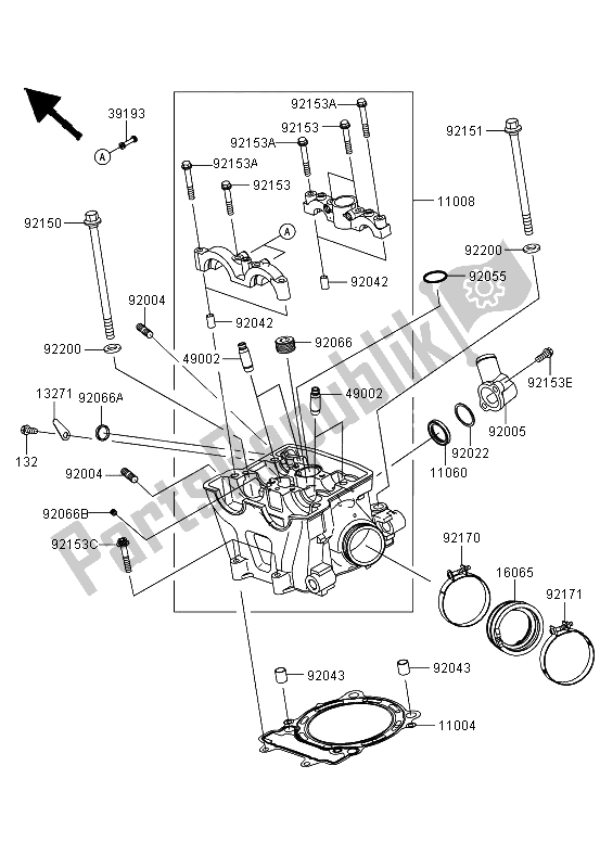 Toutes les pièces pour le Culasse du Kawasaki KFX 450R 2011