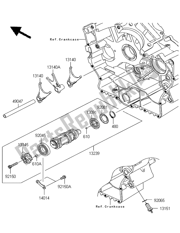 All parts for the Gear Change Drum & Shift Fork(s) of the Kawasaki VN 900 Classic 2012