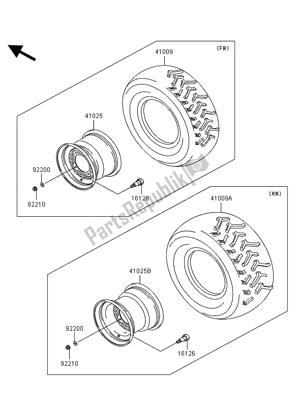 All parts for the Tires of the Kawasaki KVF 360 4X4 2007