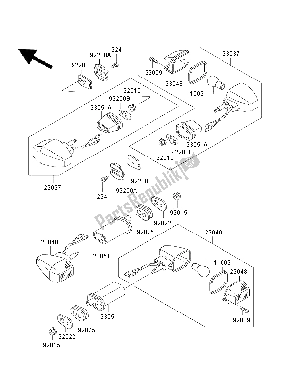 Tutte le parti per il Indicatori Di Direzione del Kawasaki Ninja ZX 6R 600 1997