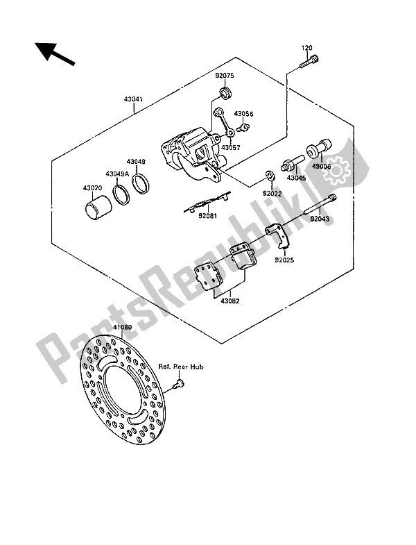 Toutes les pièces pour le Frein Arriere du Kawasaki KX 80 1988