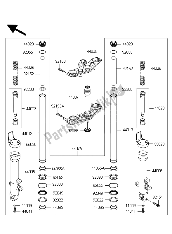 Tutte le parti per il Forcella Anteriore del Kawasaki Z 750 2004