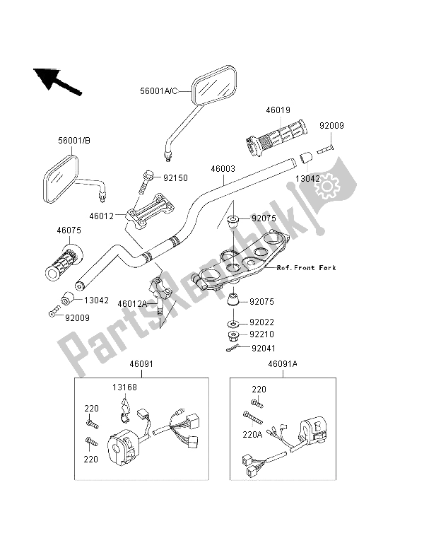 All parts for the Handlebar of the Kawasaki ZRX 1100 1997