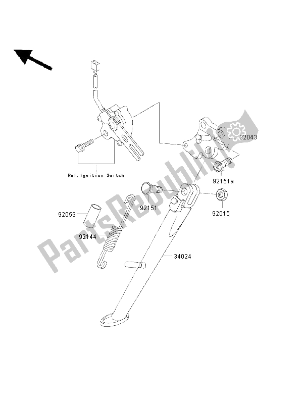 All parts for the Stand of the Kawasaki Ninja ZX 9R 900 2002