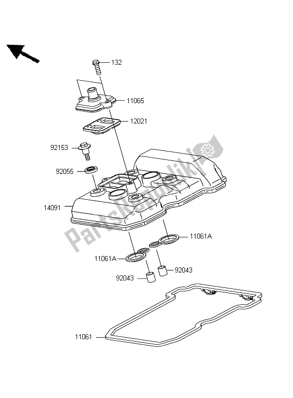 Tutte le parti per il Coperchio Della Testata del Kawasaki Ninja 250R 2010