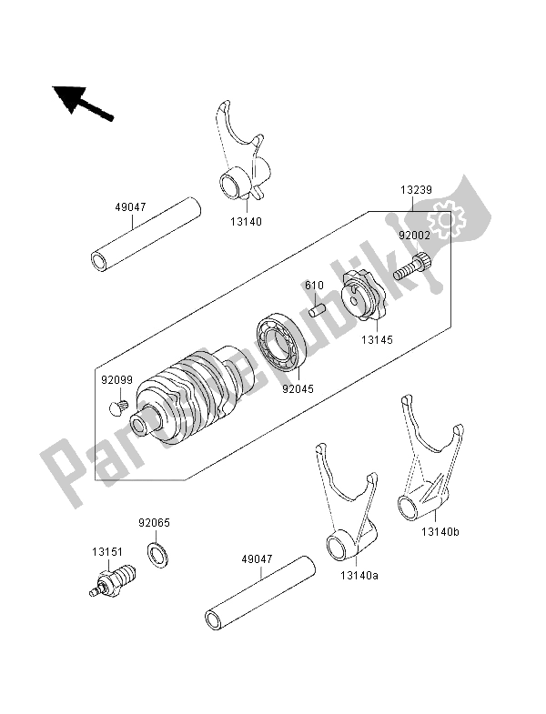 Toutes les pièces pour le Tambour De Changement De Vitesse Et Fourchette De Changement De Vitesse du Kawasaki ZXR 400 1997